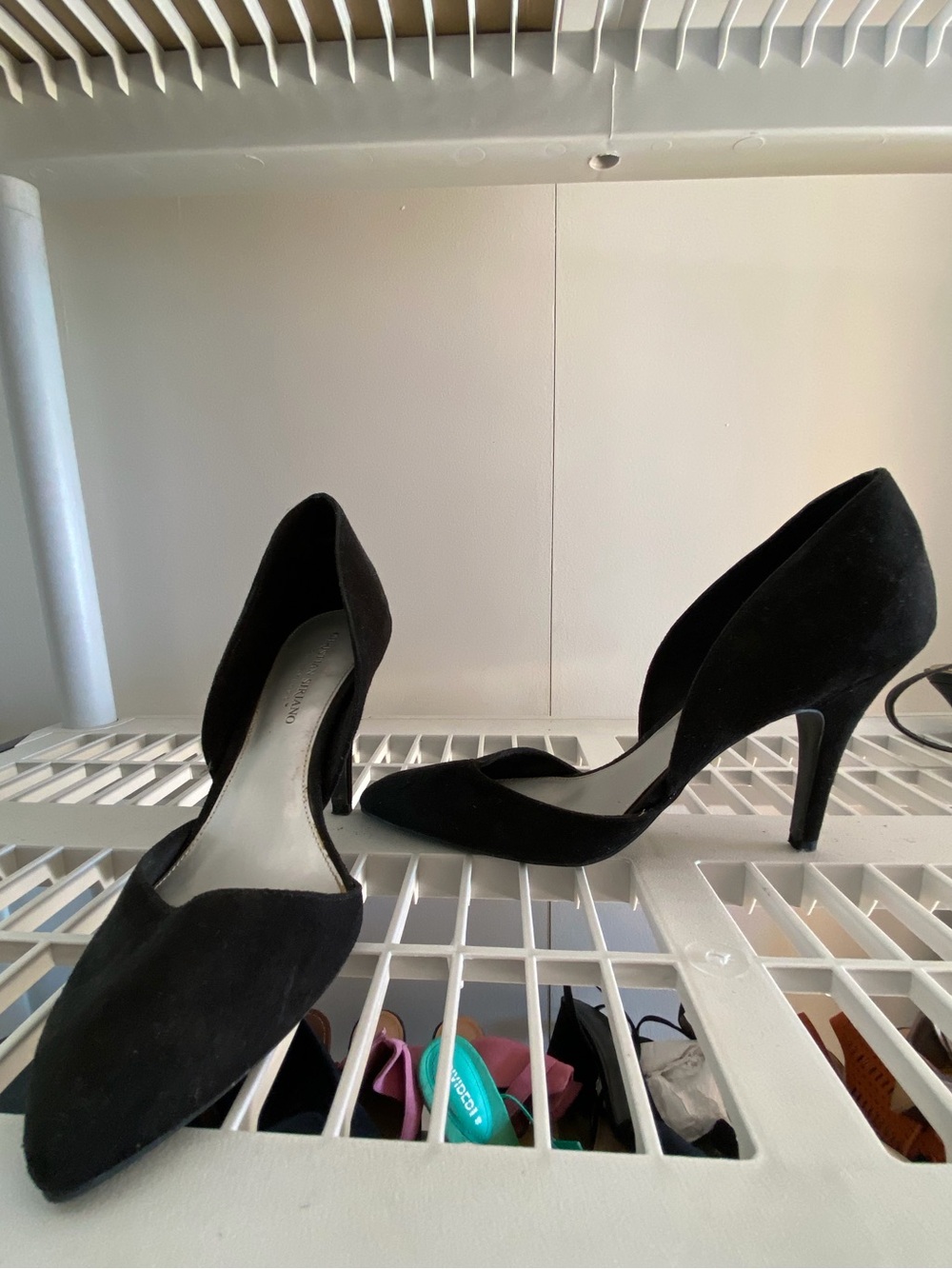 Christian Siriano Black Suede D'Orsay Pointed-Toe Heels